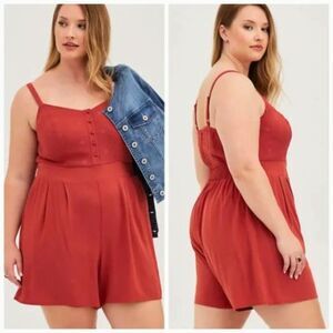 NWT Torrid V-Neck Eyelet Stretch Challis Romper | 1X